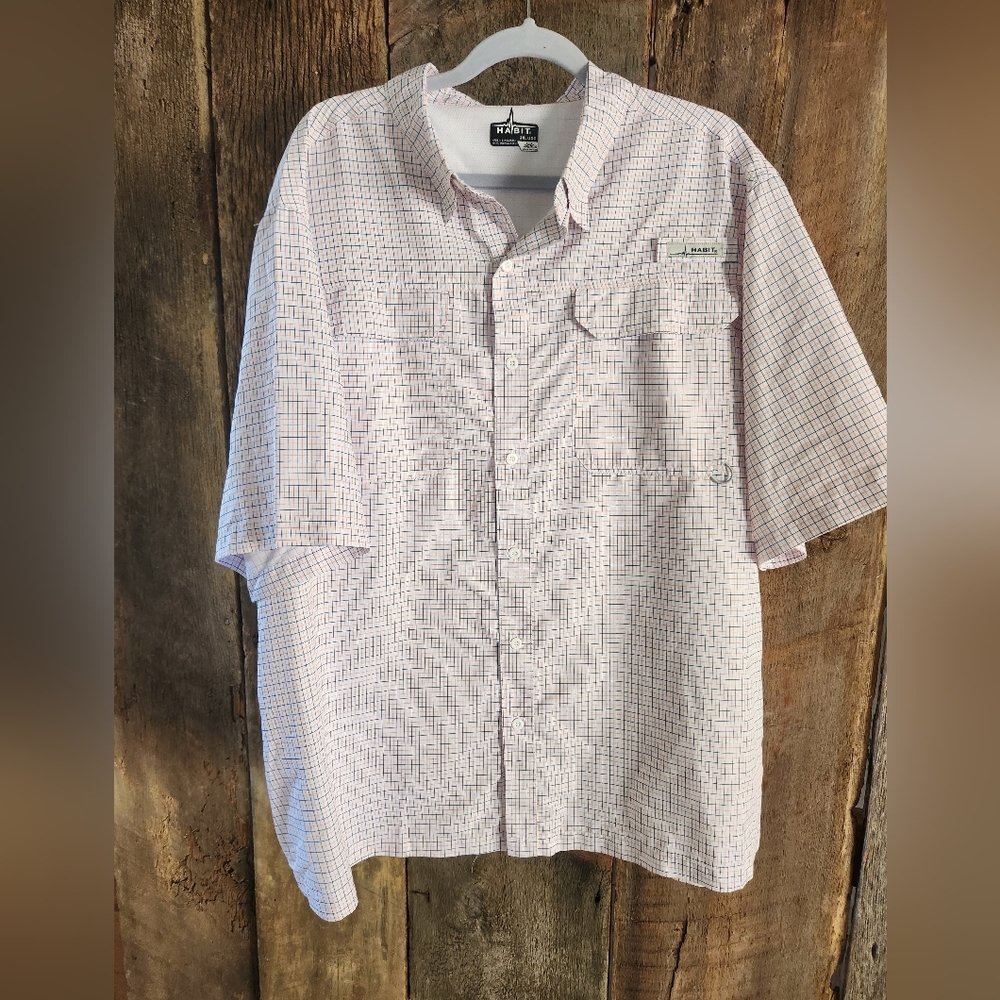Habit Men's Grey Solar Factor Button Front  Vented Fishing Shirt Size 2XL